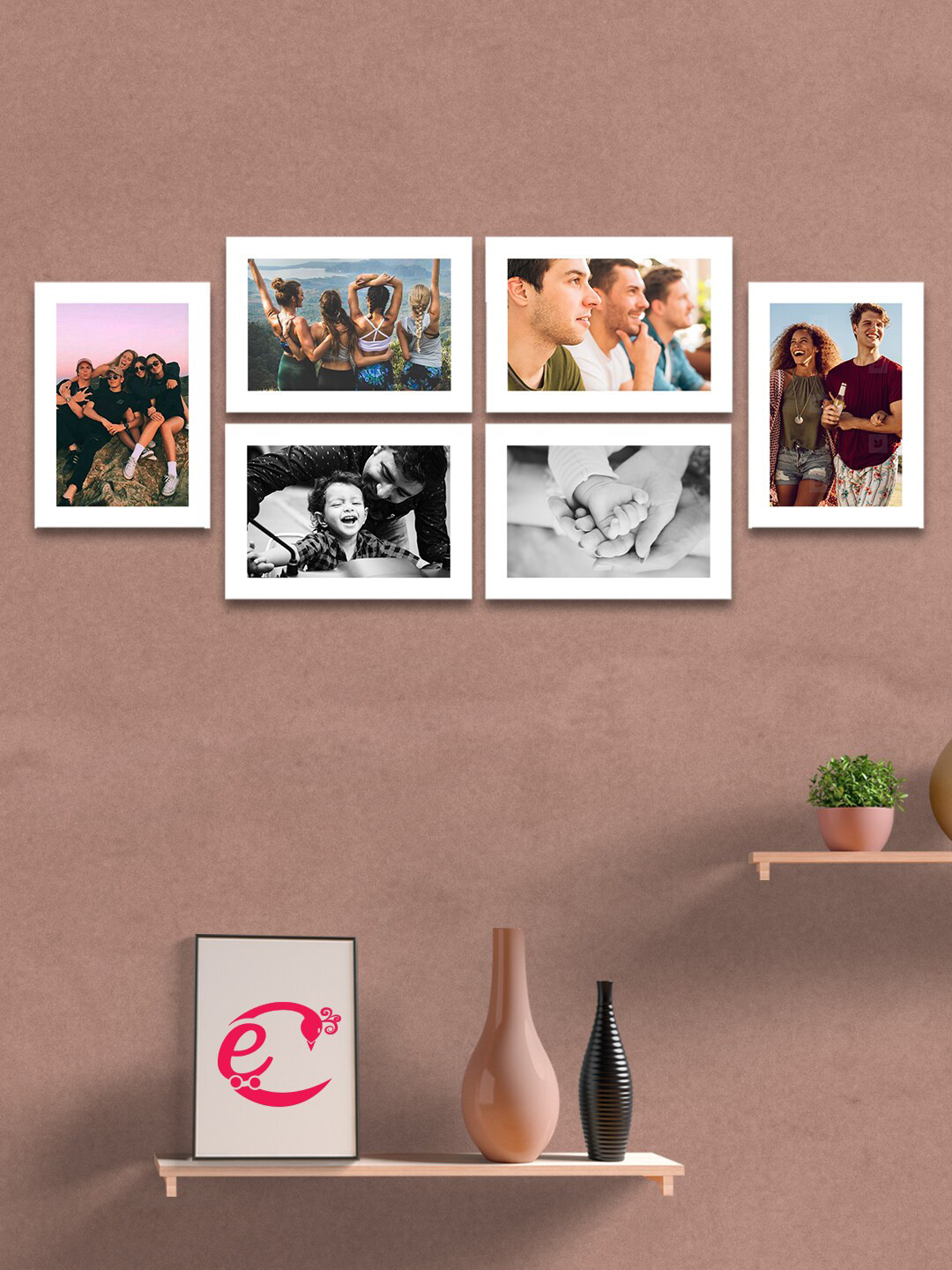 

eCraftIndia Set Of 6 White Solid Memory Wall Collage Photo Frames