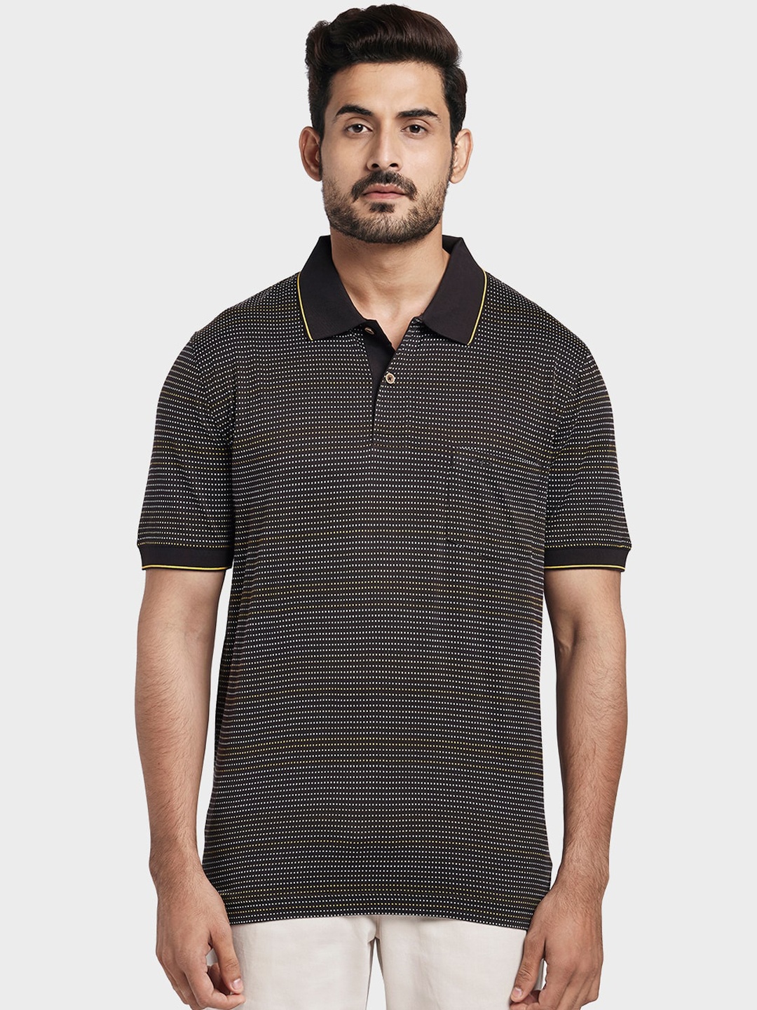 

ColorPlus Men Brown & White Printed Polo Collar T-shirt