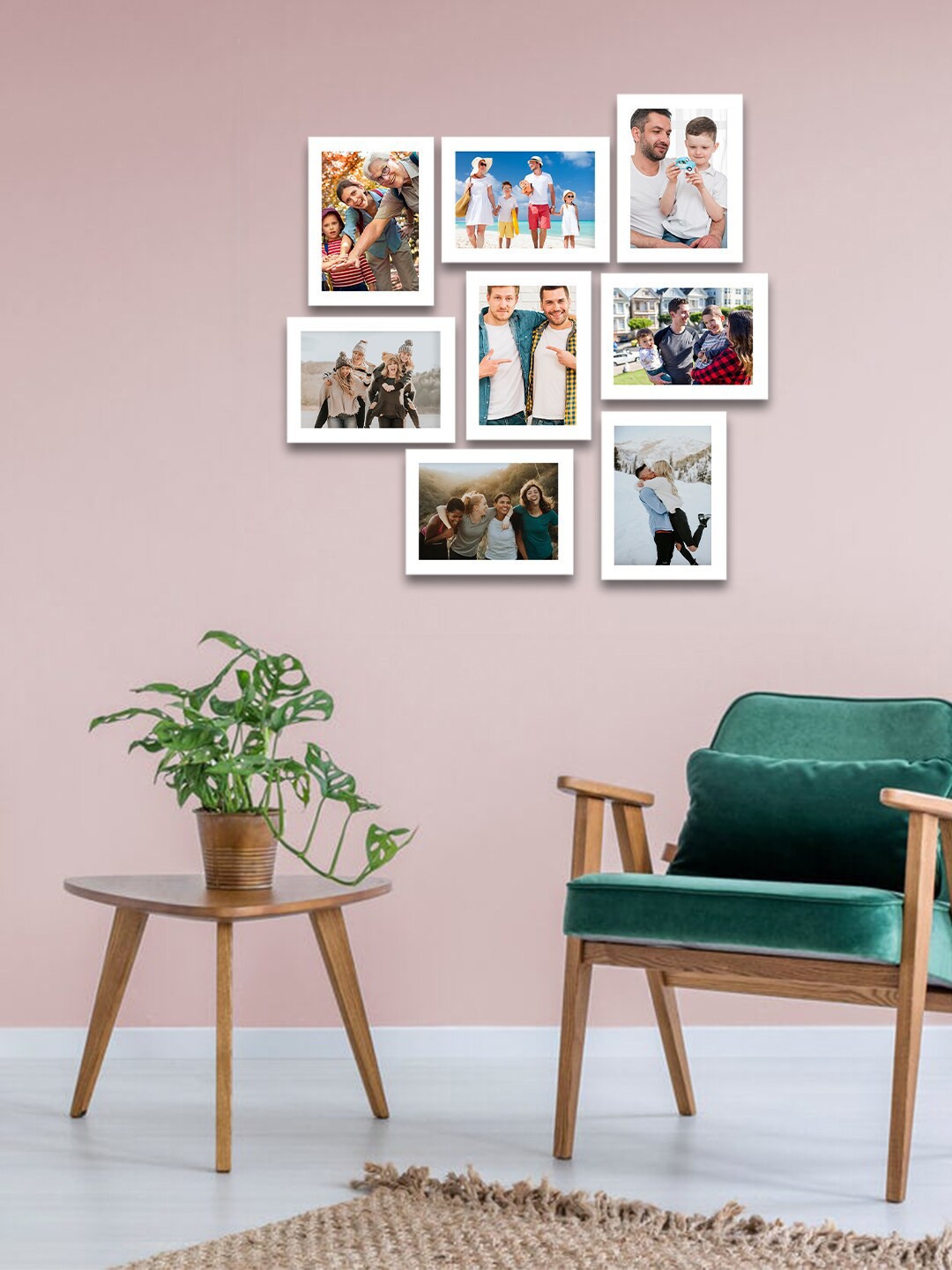 

eCraftIndia Set Of 8 White Solid Memory Wall Collage Photo Frames