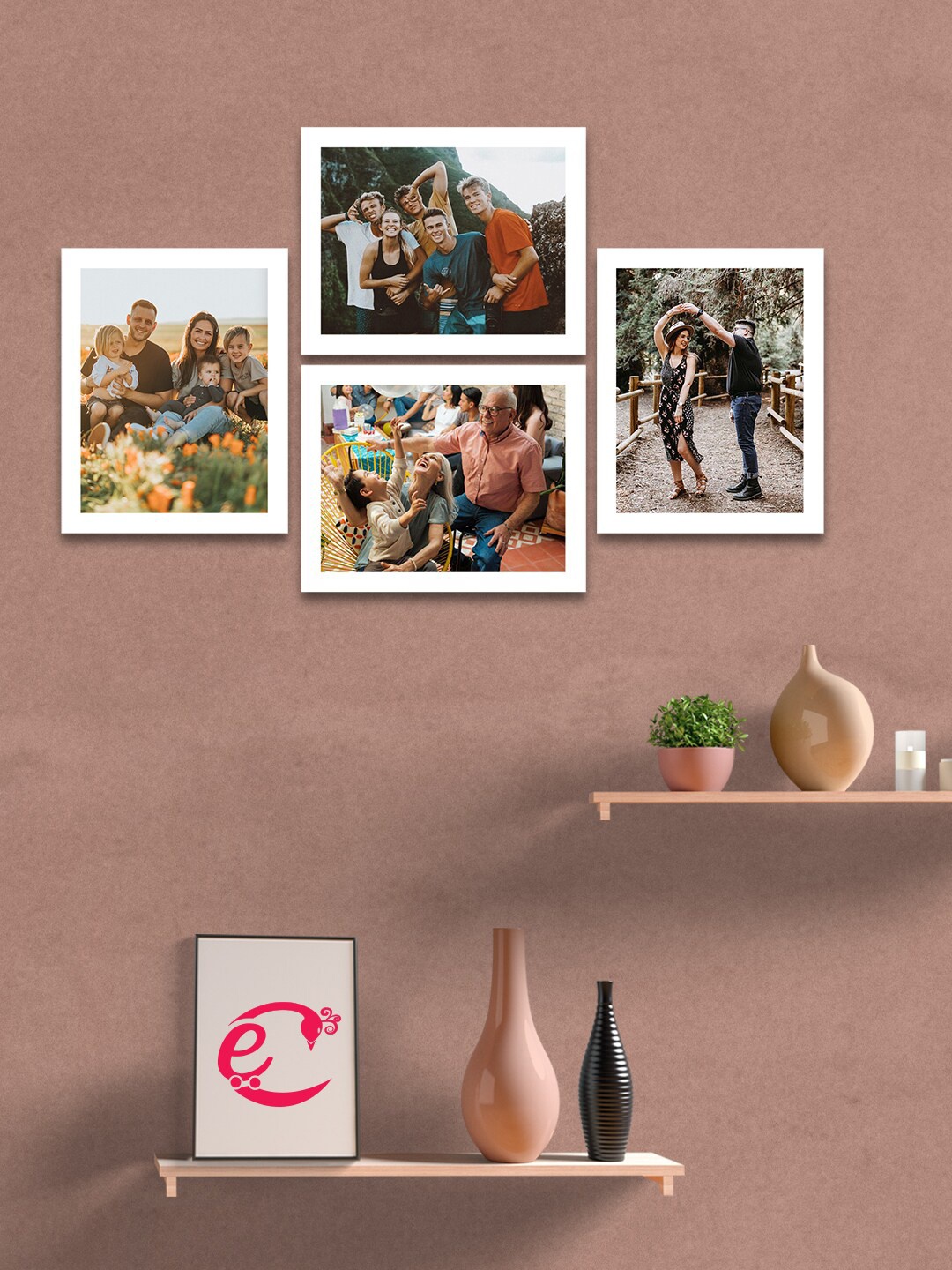 eCraftIndia Set Of 4 White Solid Memory Wall Collage Photo Frames