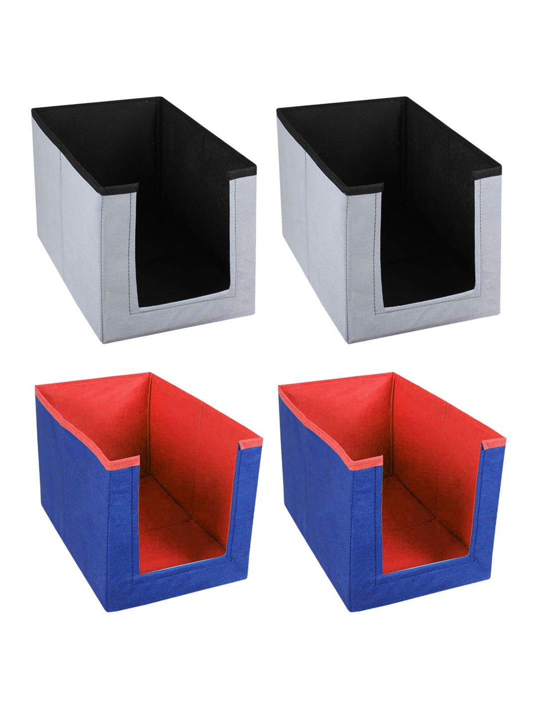 

Kuber Industries Set Of 4 Grey-Melange & Black Colorblocked Shirt Stacker Organisers