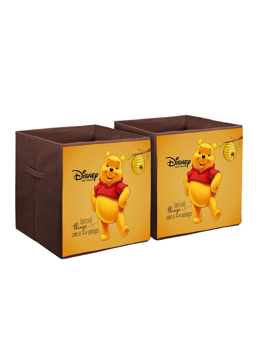 

Kuber Industries Set Of 2 Disney Printed Foldable Large Size Multi-Utility Storage Cubes With Handle, Brown