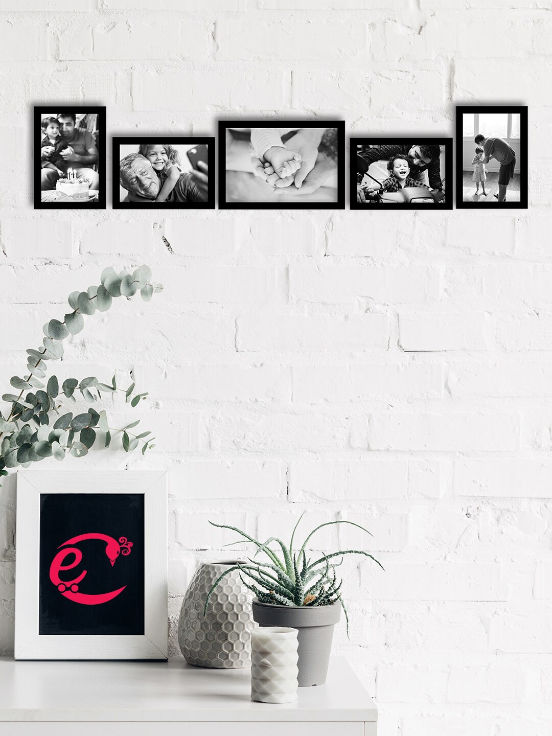 

eCraftIndia Set Of 5 Black Solid Memory Wall Collage Photo Frames