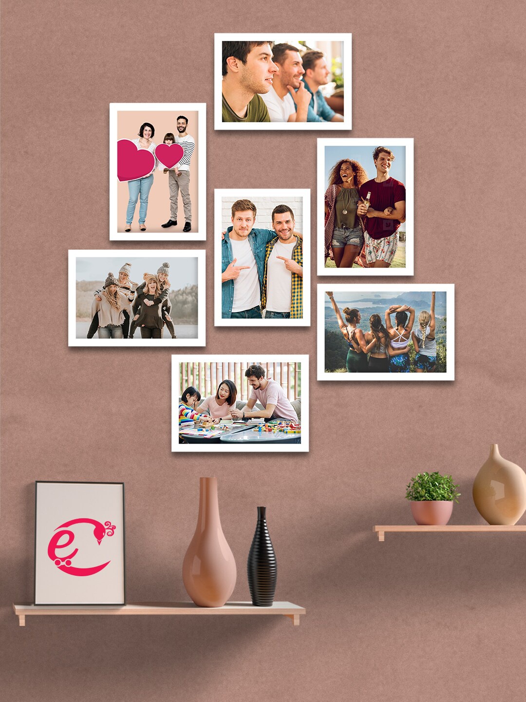 

eCraftIndia Set Of 7 White Solid Memory Wall Collage Photo Frames