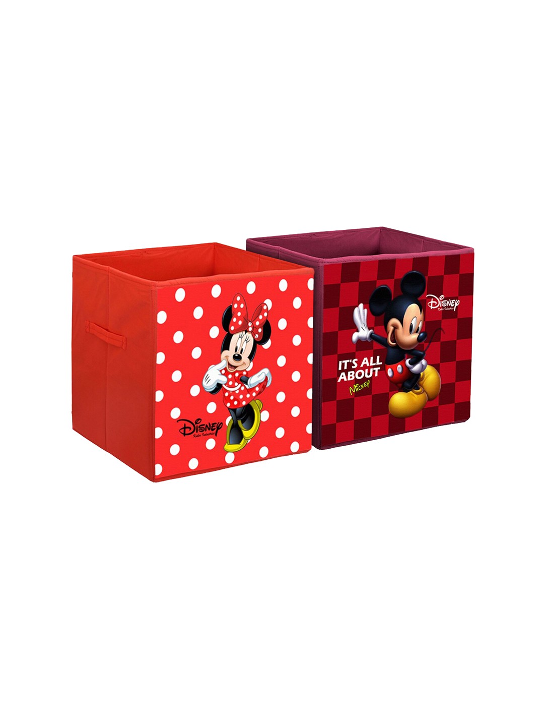 

Kuber Industries Set Of 2 Disney Mickey & Minnie Printed Non-Woven Foldable Sustainable Storage Boxes, Red