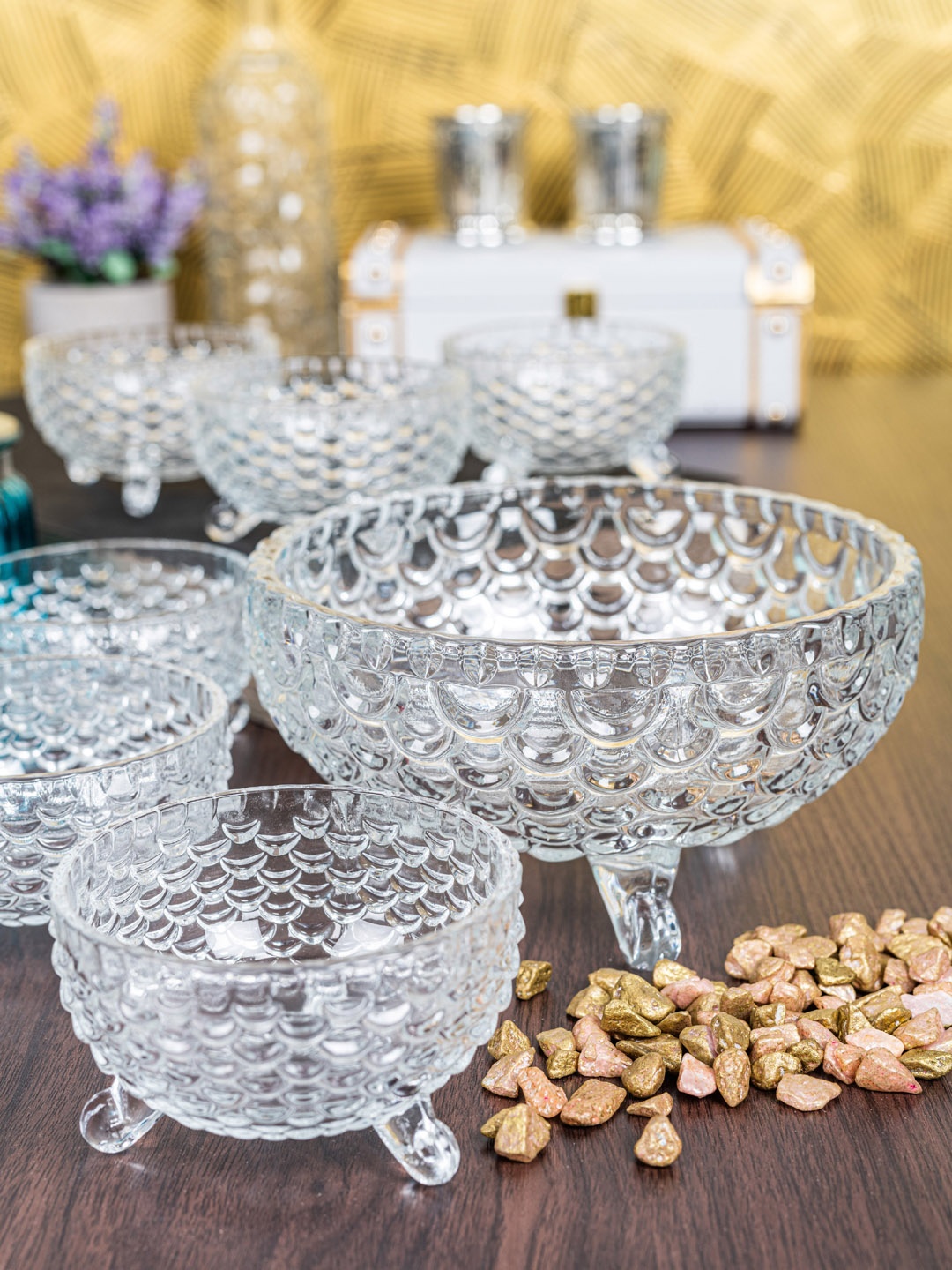 

ROXX Transparent 7 Pcs Marvel Glass Serving Bowl Set