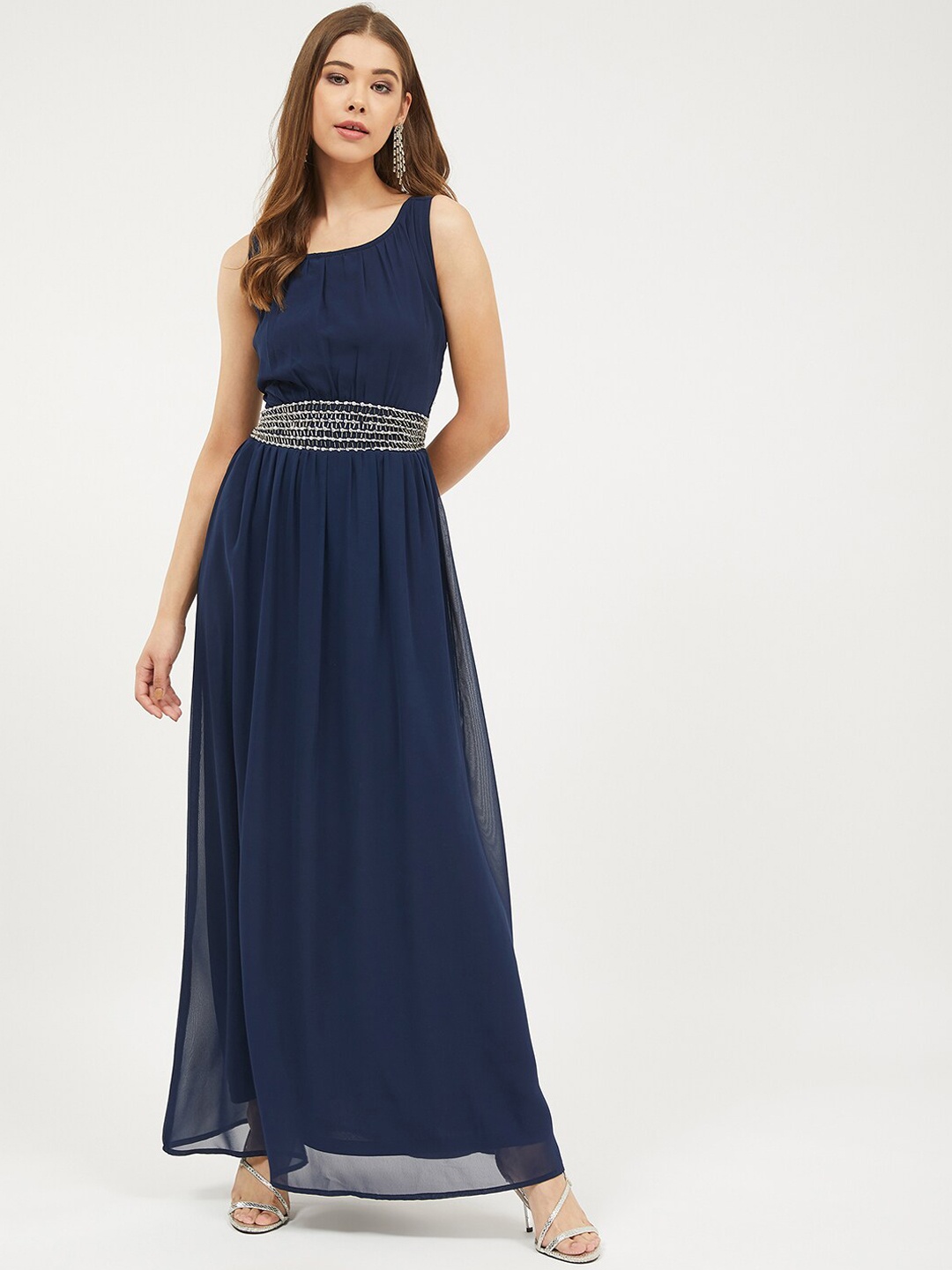 

Harpa Women Navy Blue Solid Maxi Dress
