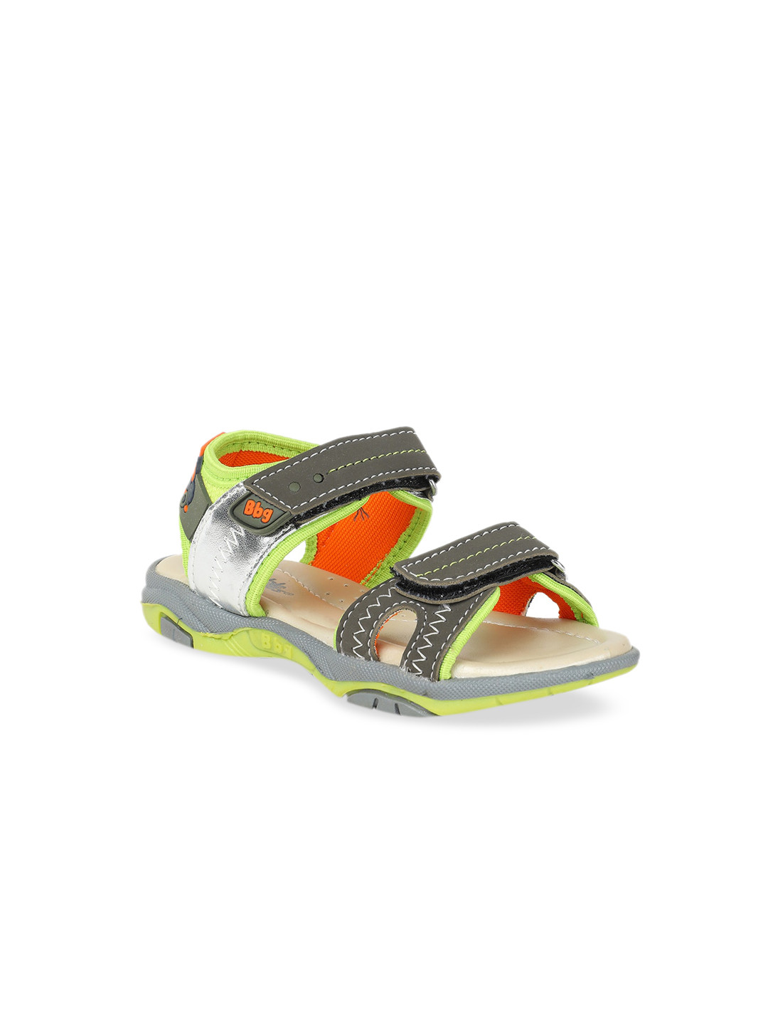 

Bubblegummers Boys Grey & Lime Green Sports Sandal