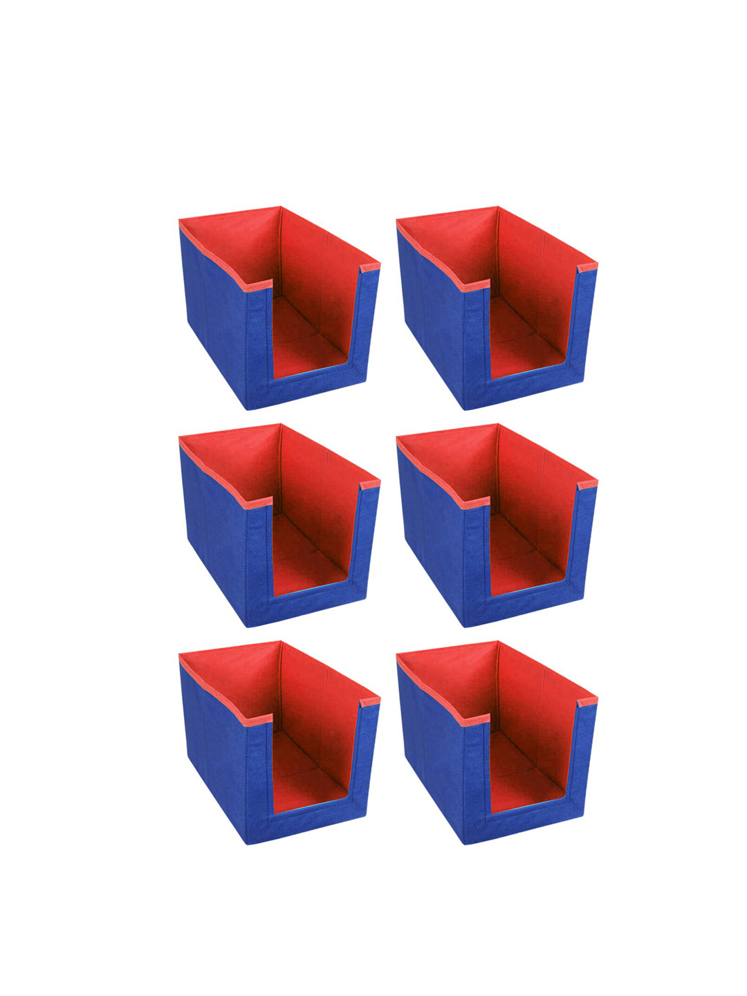 

Kuber Industries Set Of 6 Blue & Red Solid Non-Woven Sustainable Wardrobe Organizer