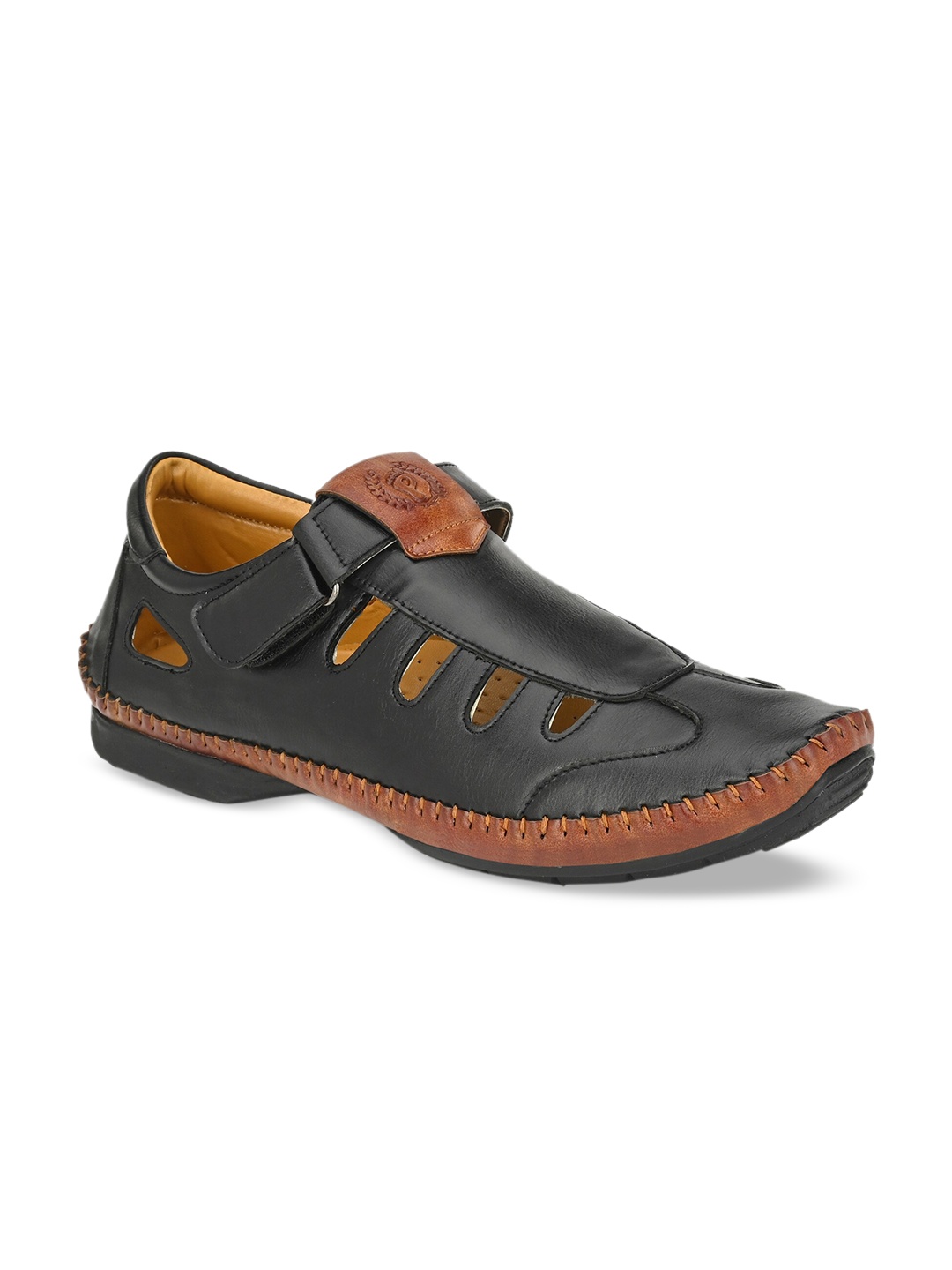 Prolific Men Black Solid Fisherman Sandals