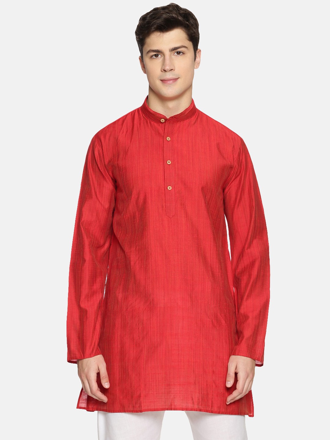 

TATTVA Men Red Solid Straight Kurta