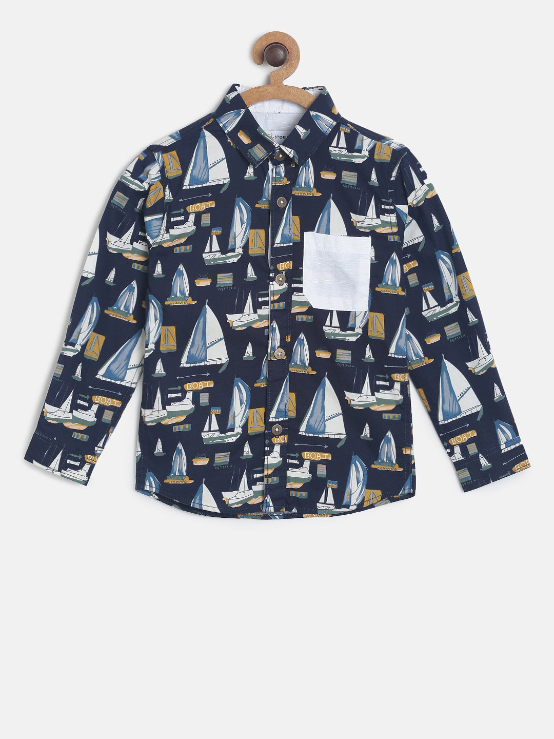

TALES & STORIES Boys Blue Slim Fit Printed Casual Shirt