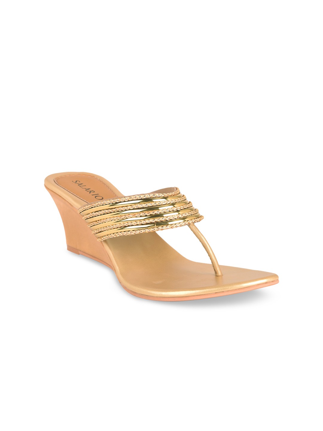 

SALARIO Women Gold-Toned Embellished Wedges