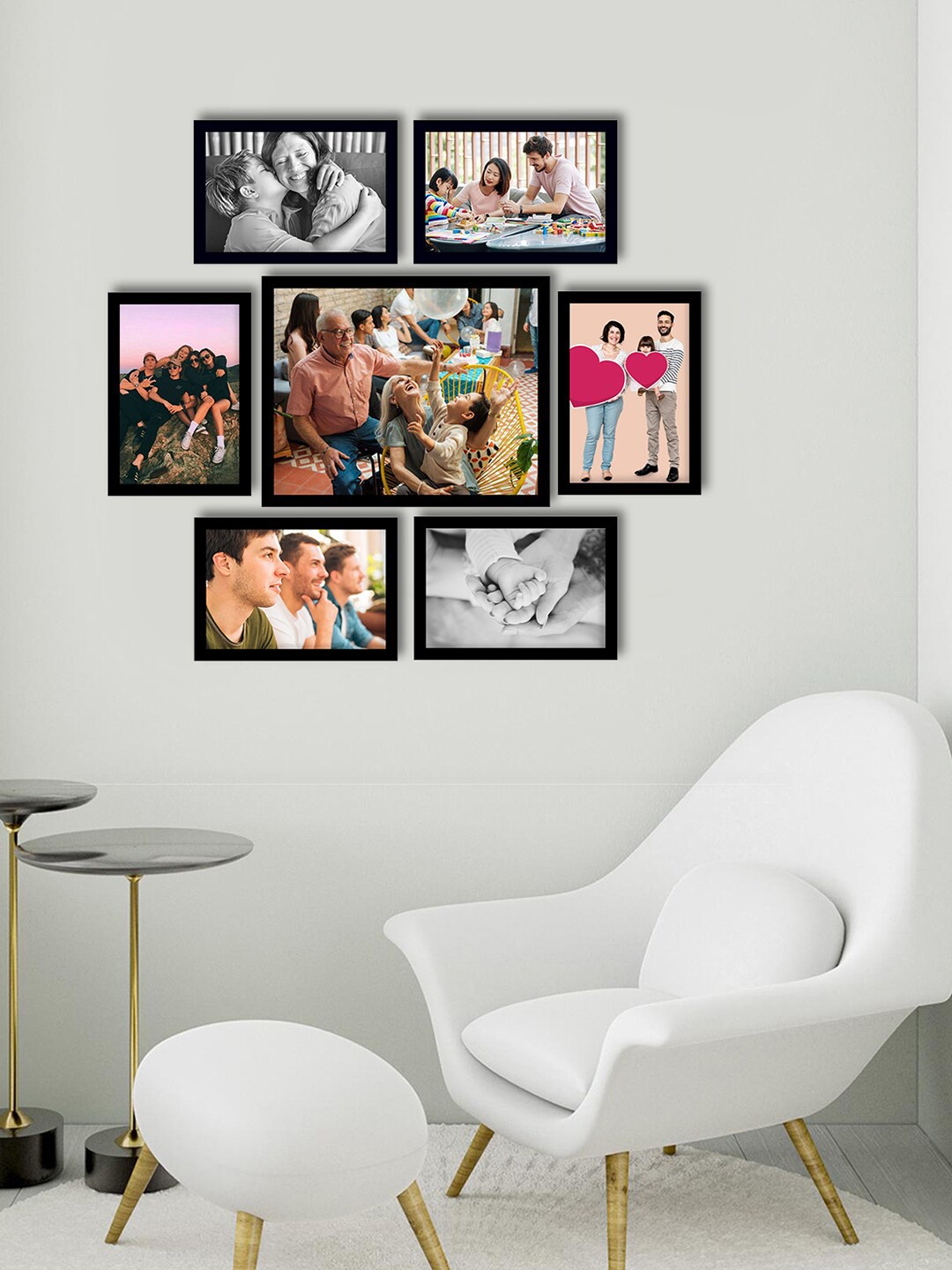 

eCraftIndia Set Of 7 Black Solid Memory Wall Collage Photo Frames