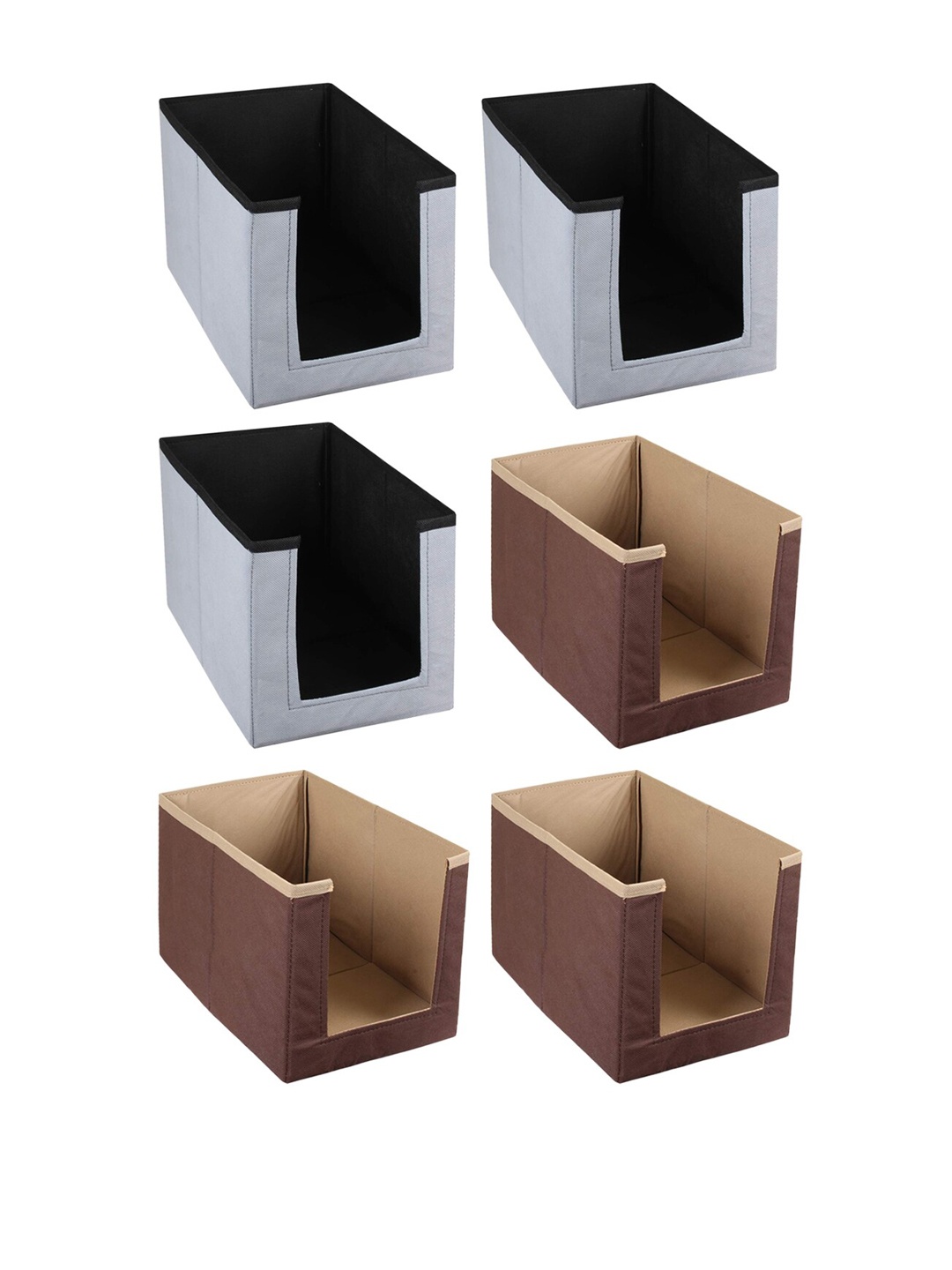 

Kuber Industries Set Of 6 Solid Non-Woven Shirt Stacker Wardrobe Organiser, Grey