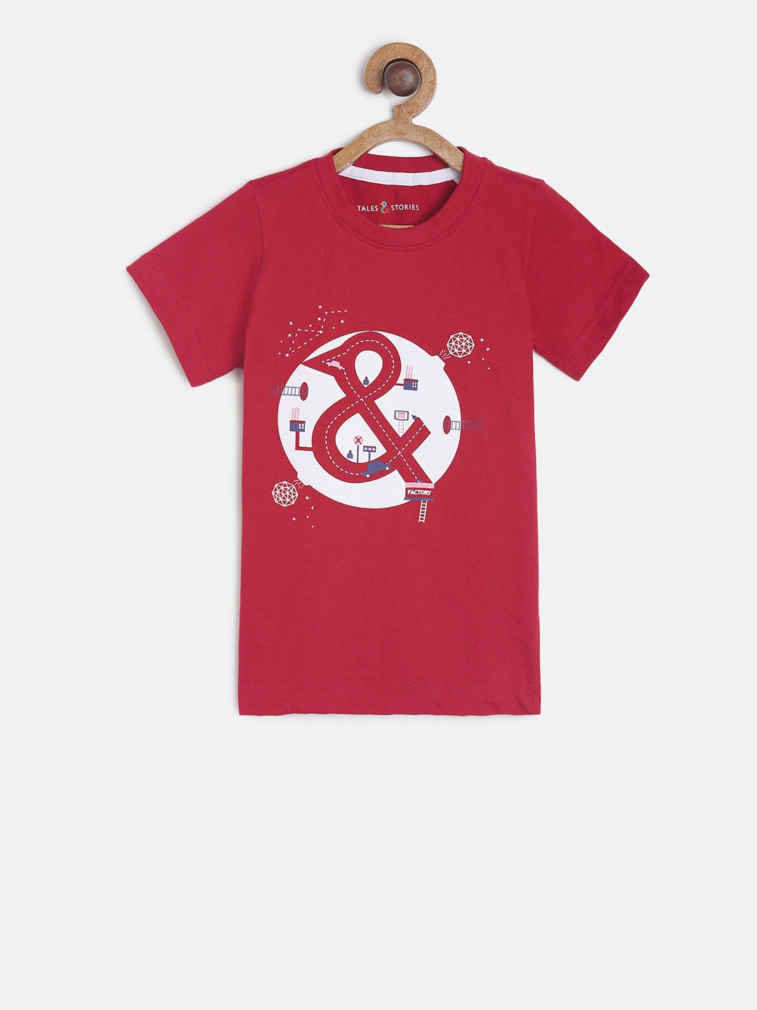 

TALES & STORIES Boys Red Printed Round Neck T-shirt