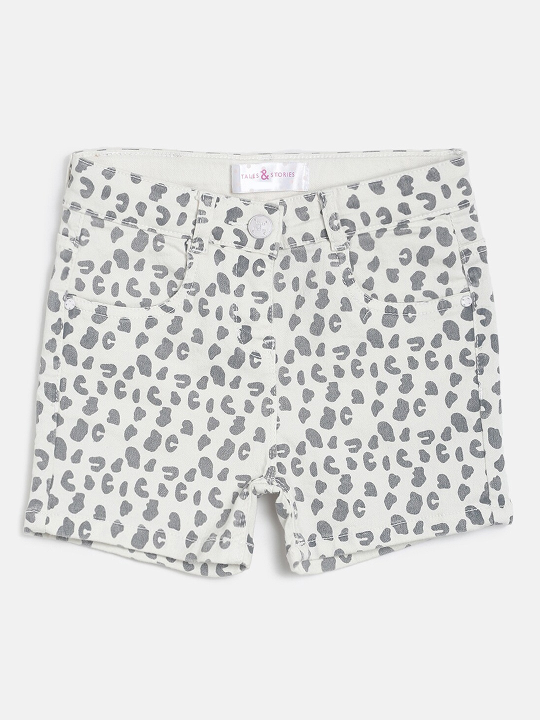 

TALES & STORIES Girls Grey Printed Regular Fit Regular Shorts