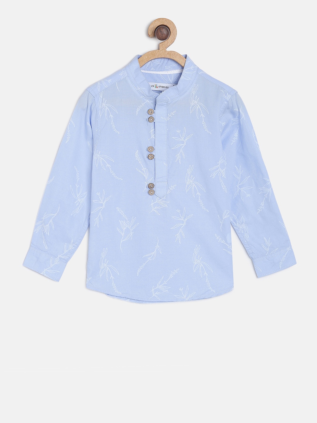 

TALES & STORIES Boys Blue & White Regular Fit Printed Casual Shirt
