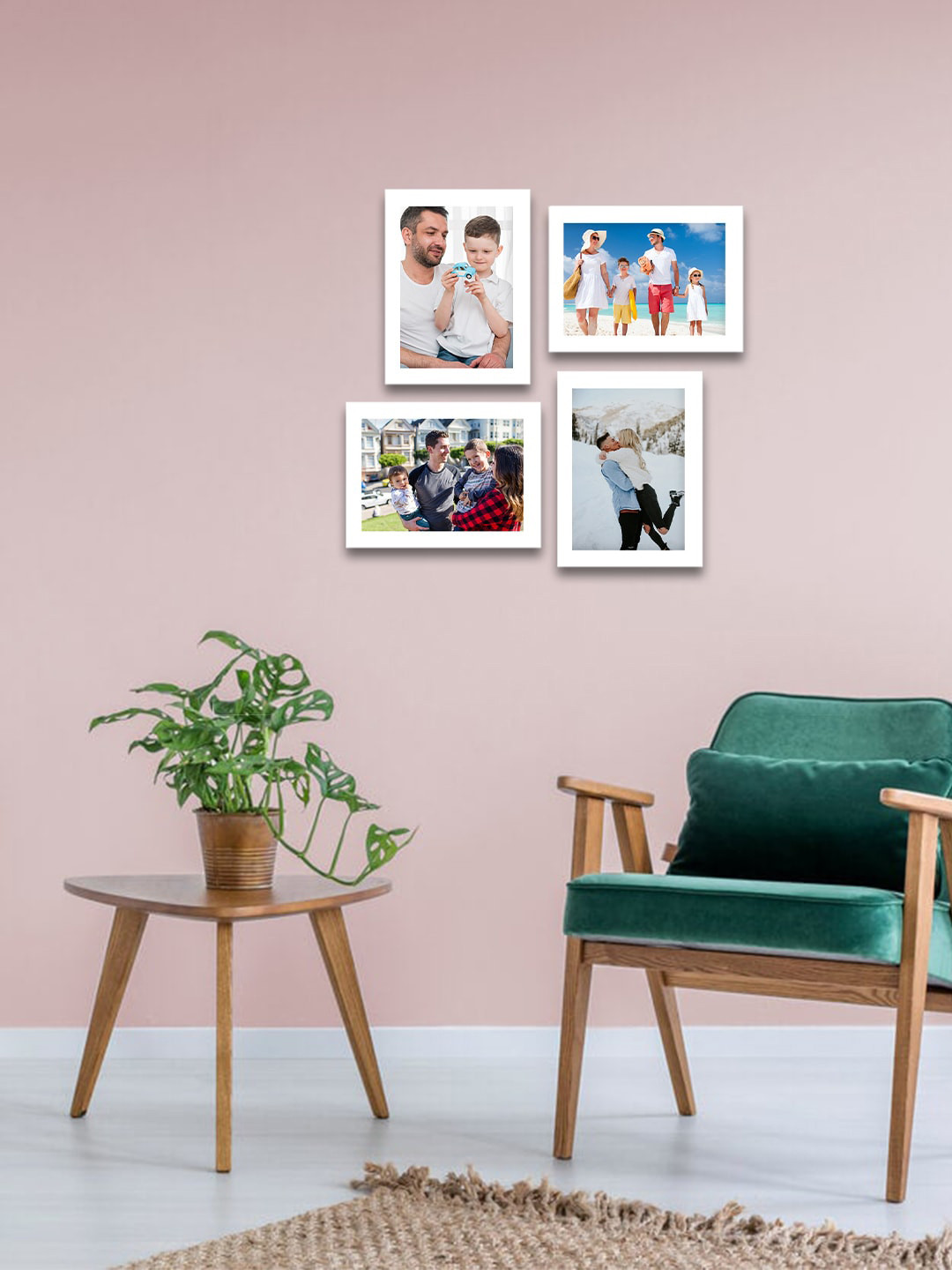 

eCraftIndia Set Of 4 White Solid Memory Wall Collage Photo Frames