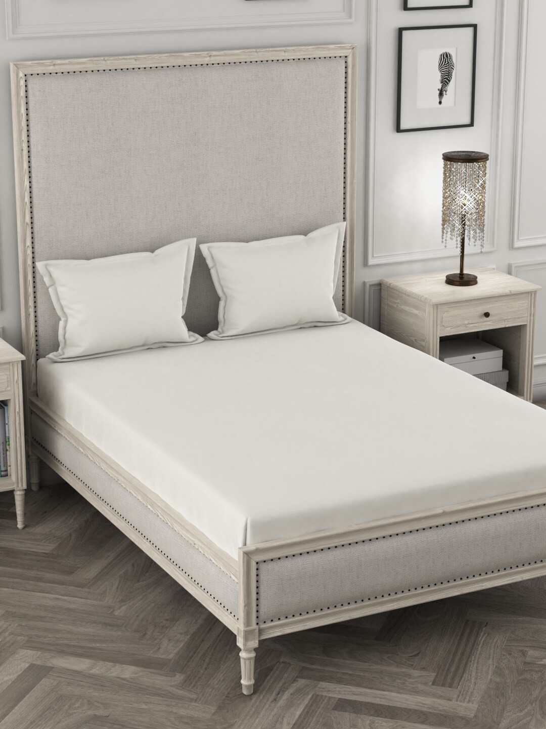 

AMOUVE White Solid 300 TC Organic Cotton 1 King Bedsheet with 2 Pillow Covers