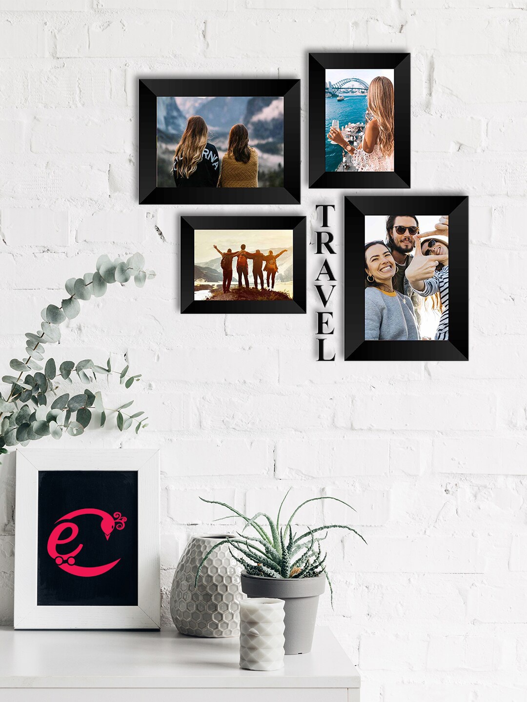 

eCraftIndia Set Of 4 Black Solid Memory Wall Collage Photo Frames