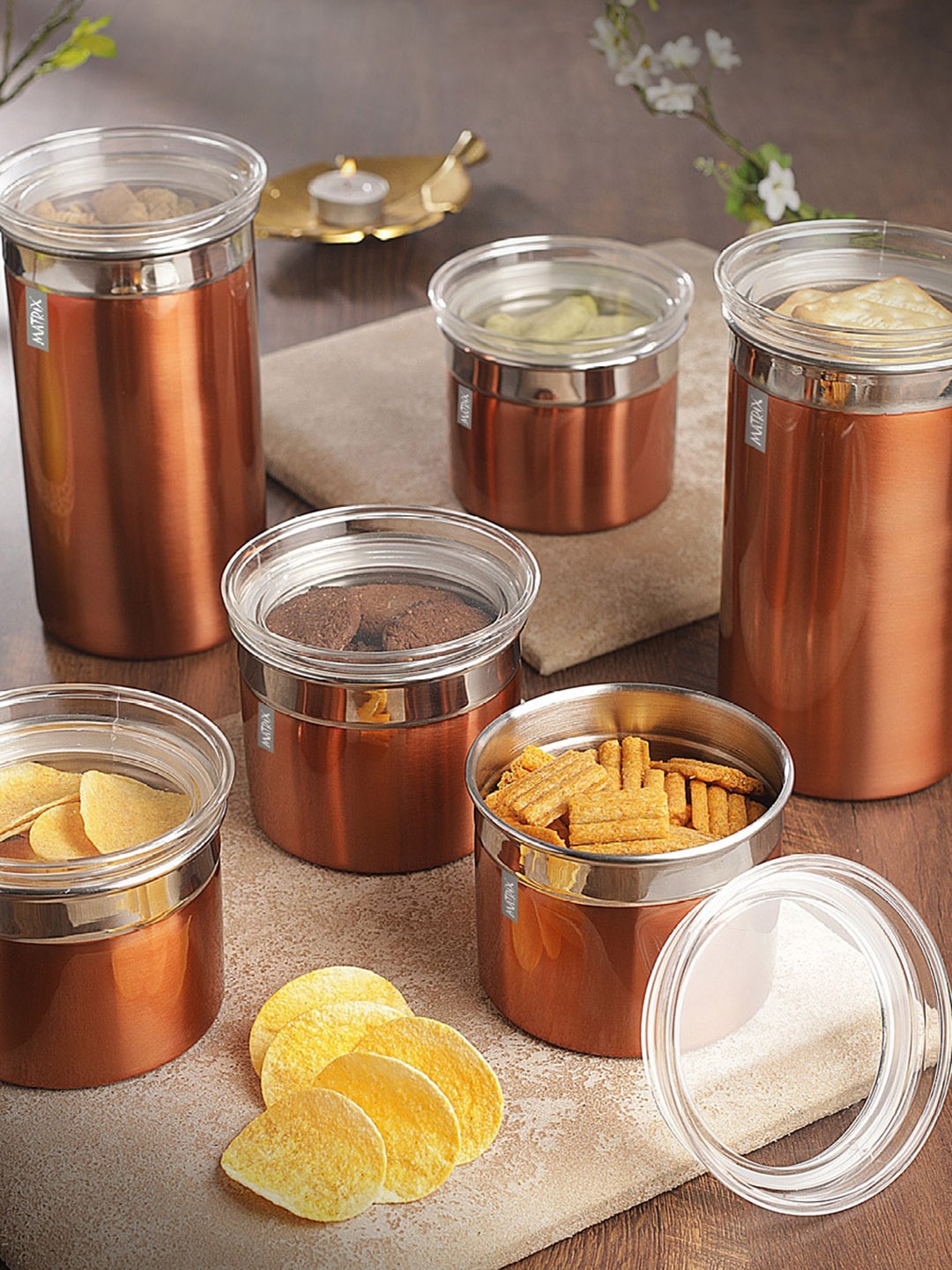 

MATRIX Set of 6 Tight Storage Canisters, Copper