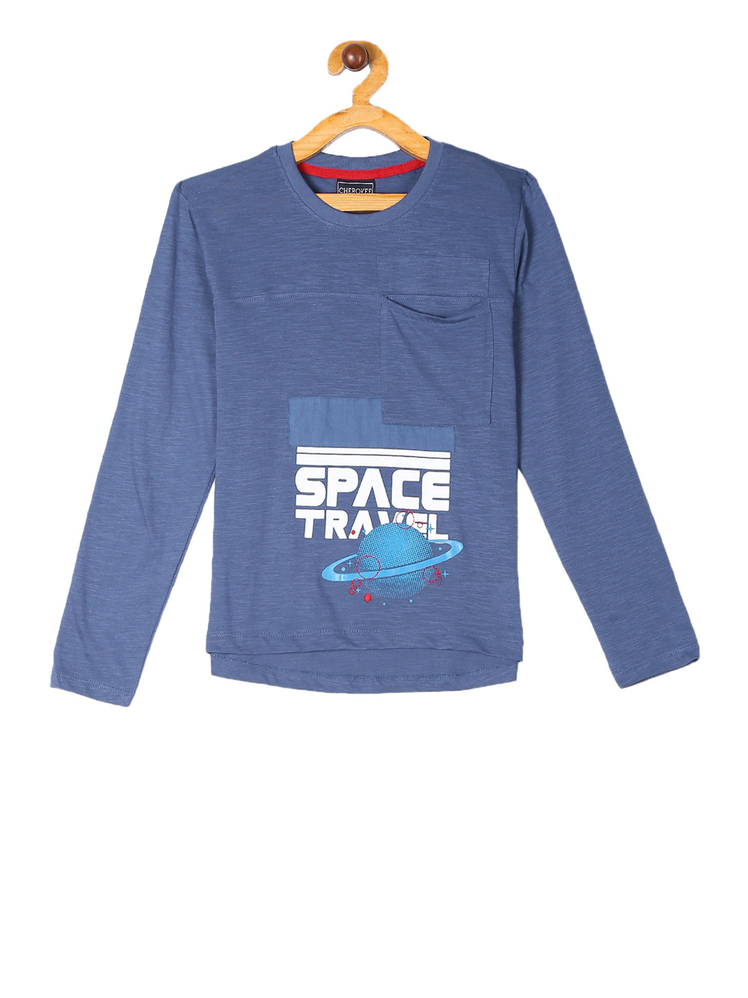 

Cherokee Boys Blue White Printed Round Neck Pure Cotton T-shirt