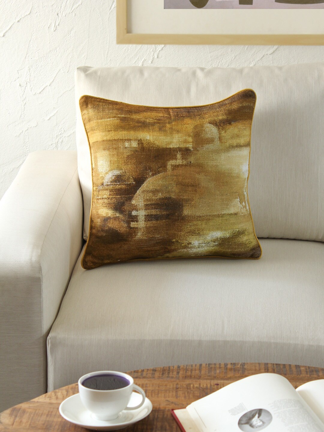 

House This Mustard Yellow Single Abstract Square Cushion Covers