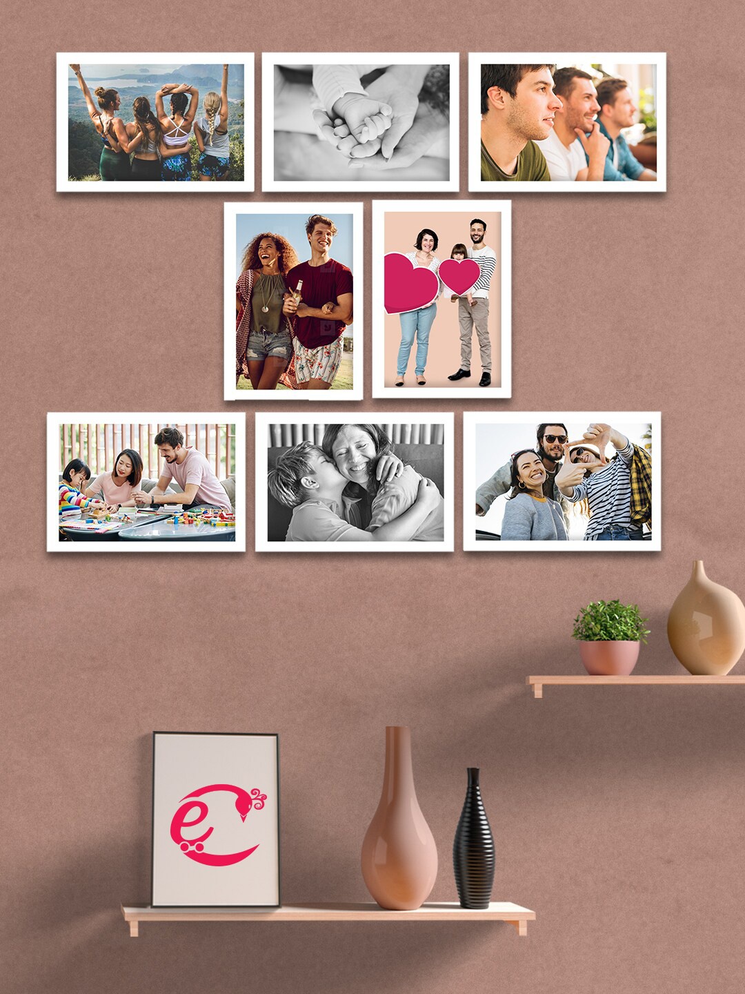 

eCraftIndia Set of 9 White Solid Memory Wall Collage Photo Frames
