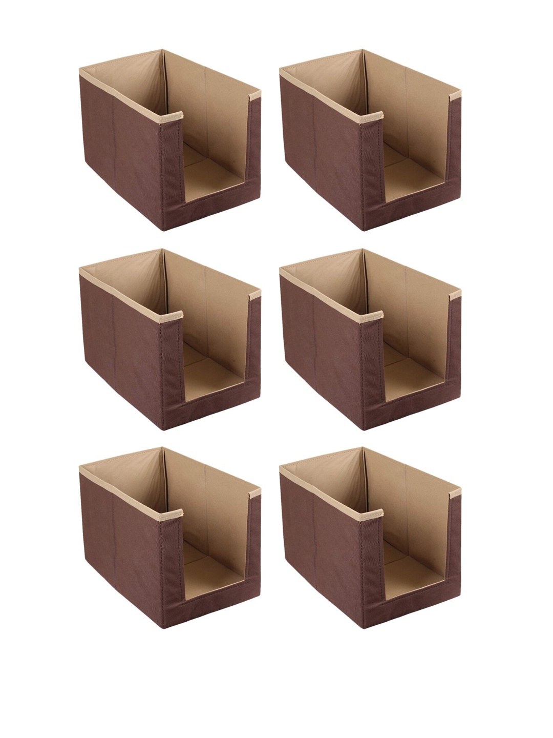 

Kuber Industries Set Of 6 Brown & Beige Solid Non-Woven Sustainable Wardrobe Organizer