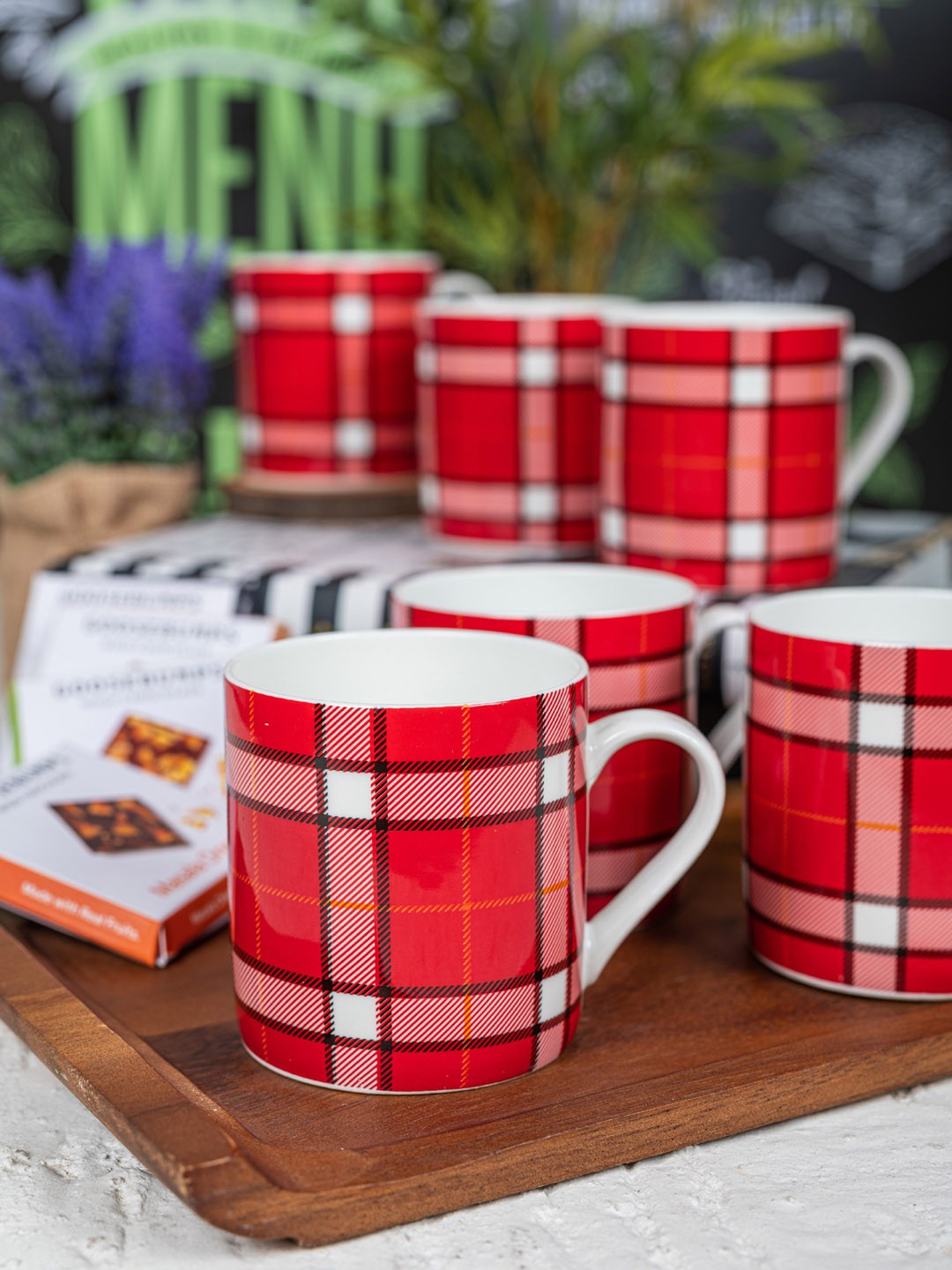 

SONAKI Set of 6 Red Printed Bone China Tea & Coffee Mug