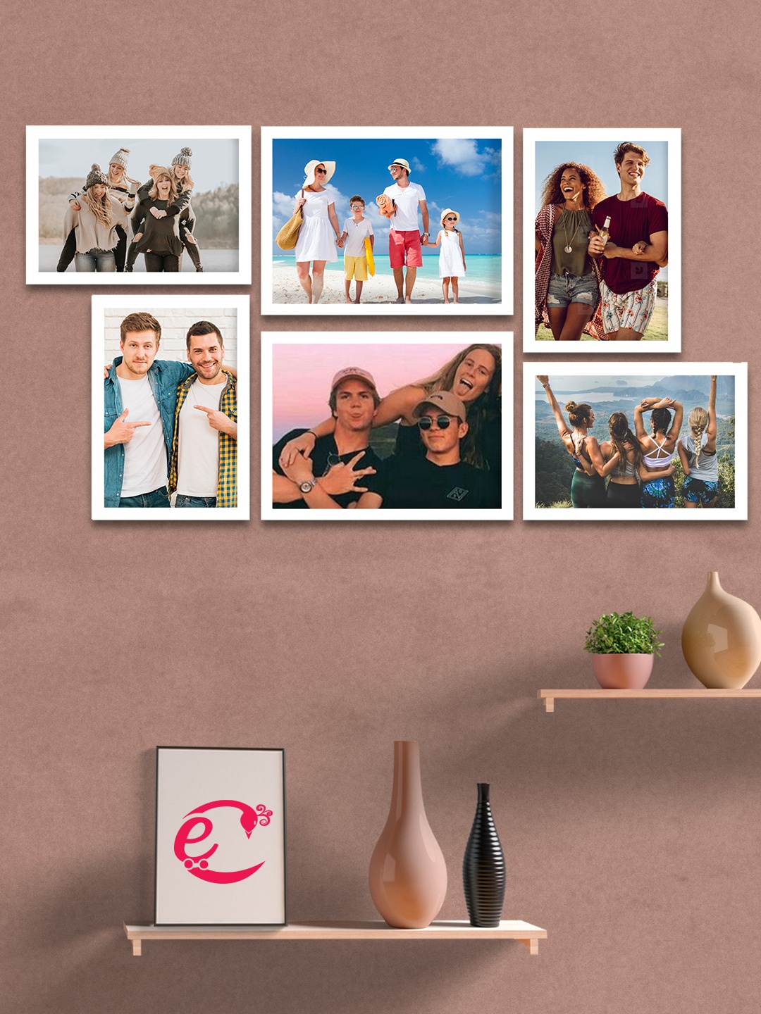 

eCraftIndia Set Of 6 White Solid Memory Wall Collage Photo Frames