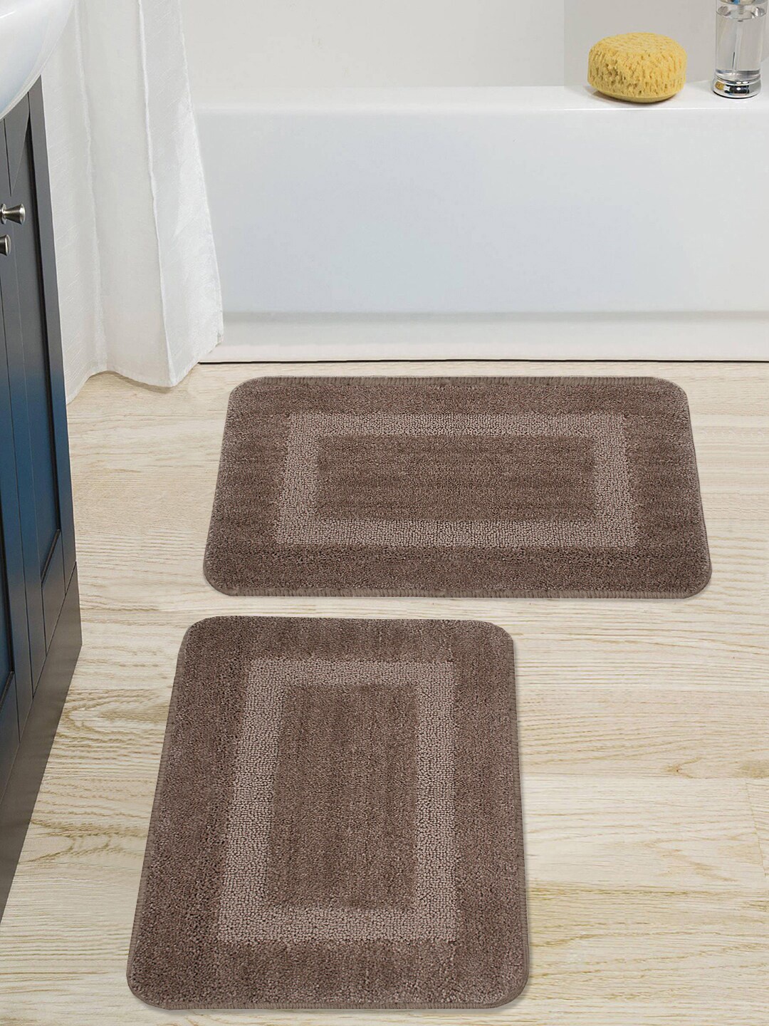 

Saral Home Set of 2 Brown Microfibre Anti-Skid Bath Mats