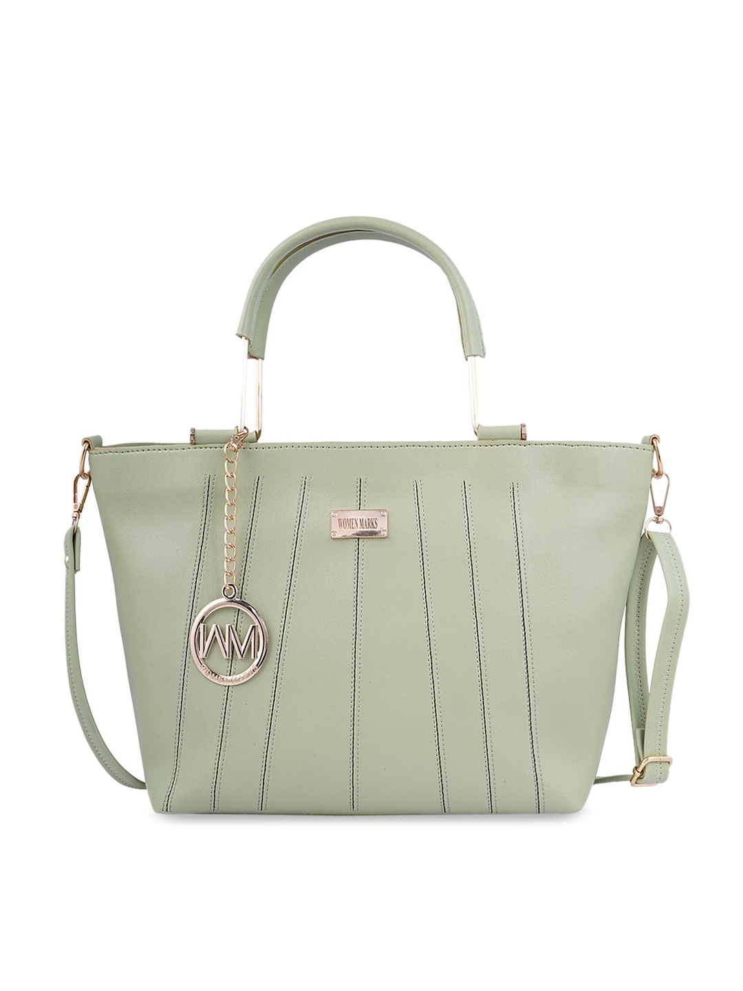 

WOMEN MARKS Green Self Design Handheld Bag