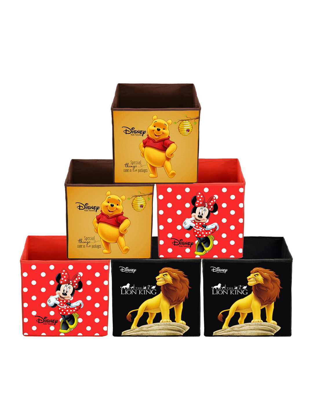

Kuber Industries Set Of 6 Disney Printed Non-Woven Foldable Storage Boxes, Black