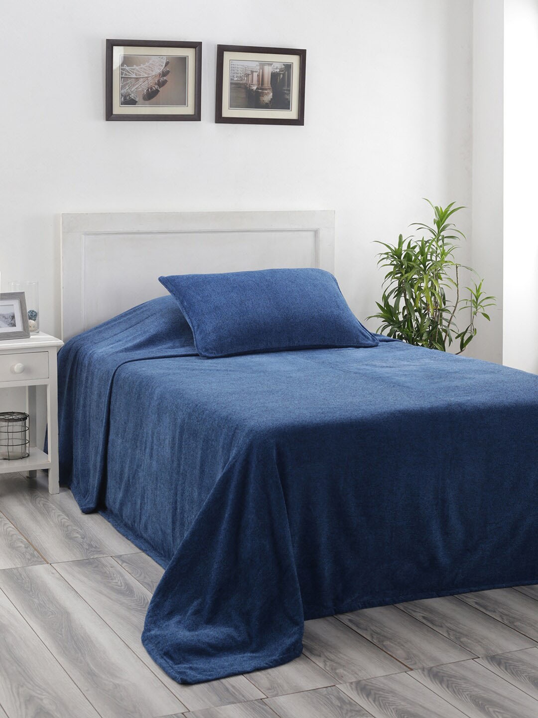 

MASPAR Blue Solid Charlotte 310 GSM Single Bed Cover