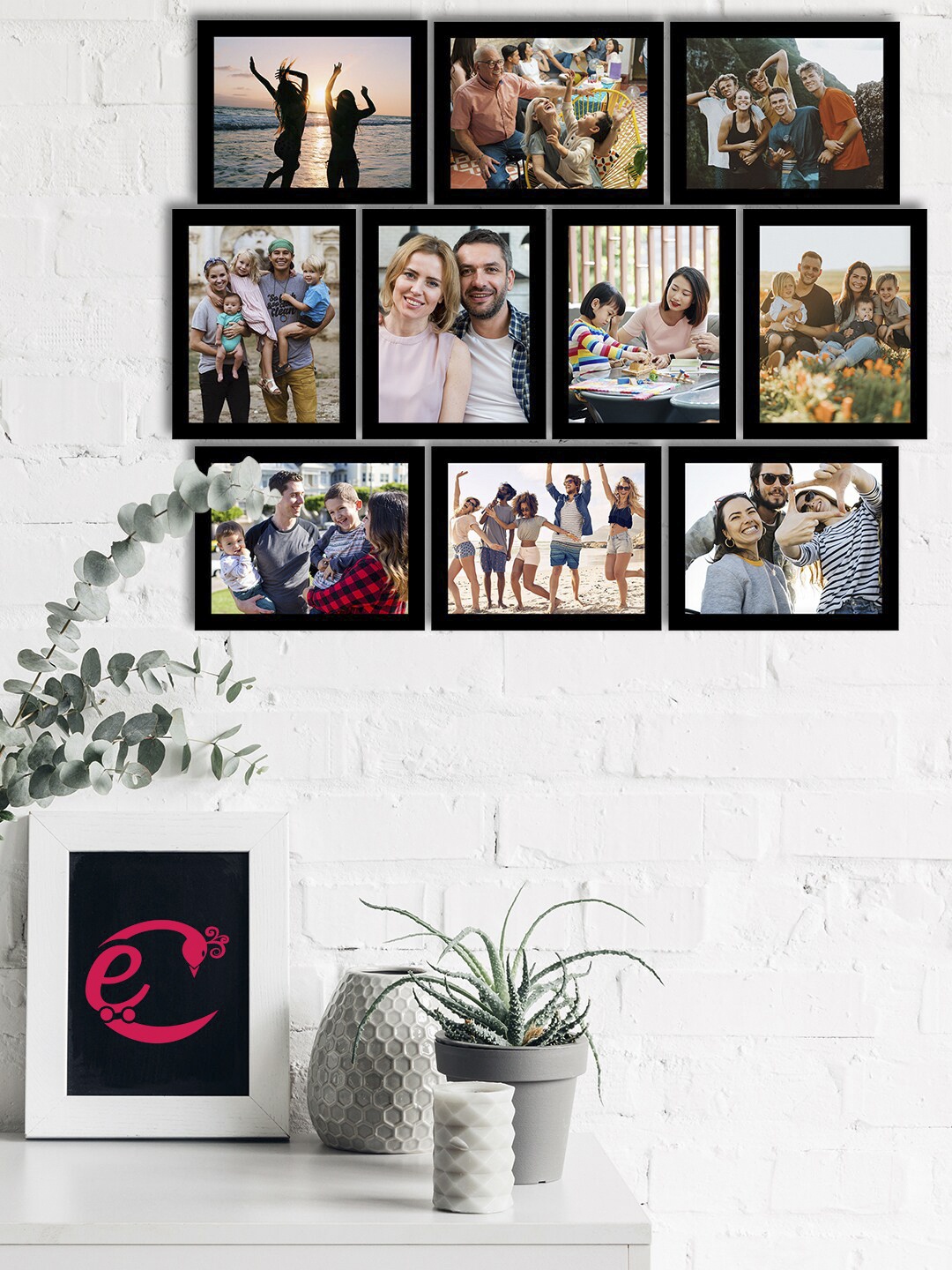 

eCraftIndia Set of 10 Black Solid Memory Wall Collage Photo Frame