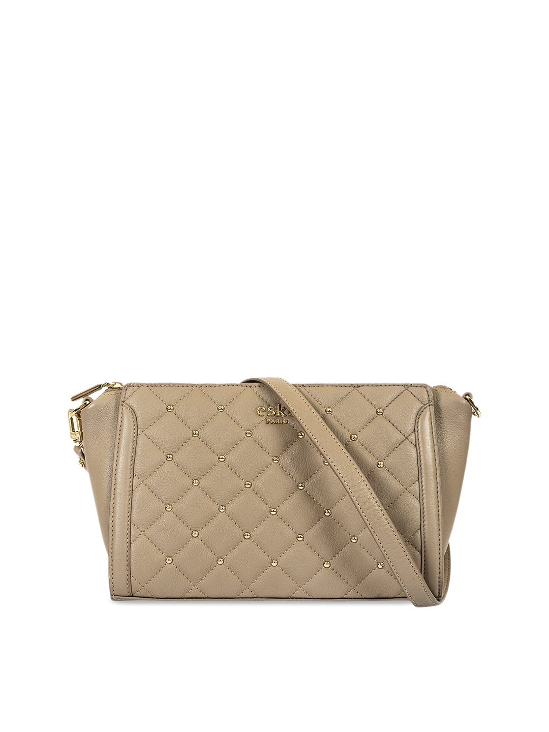 

Eske Beige Solid Leather Sling Bag