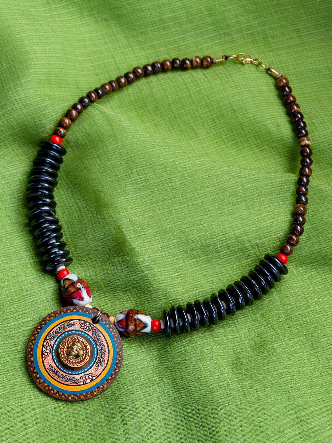 

ExclusiveLane Tribal Black Bohemian Brass Necklace In Dhokra Art