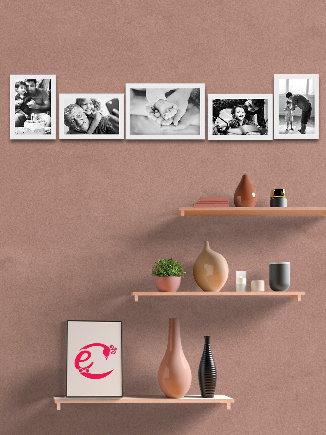 

eCraftIndia Set Of 5 White Solid Memory Wall Collage Photo Frames