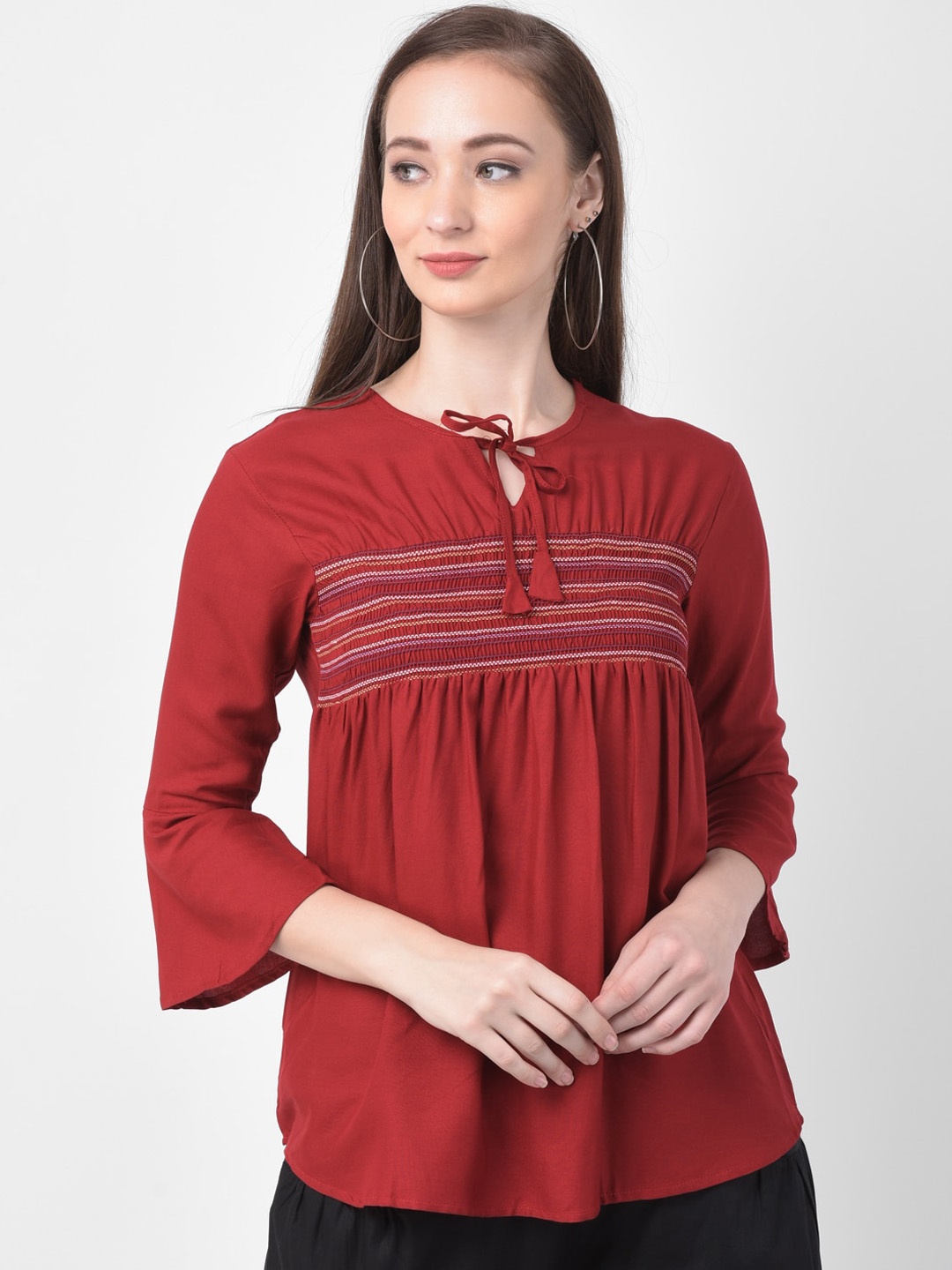 

GRACIT Women Maroon Solid Top
