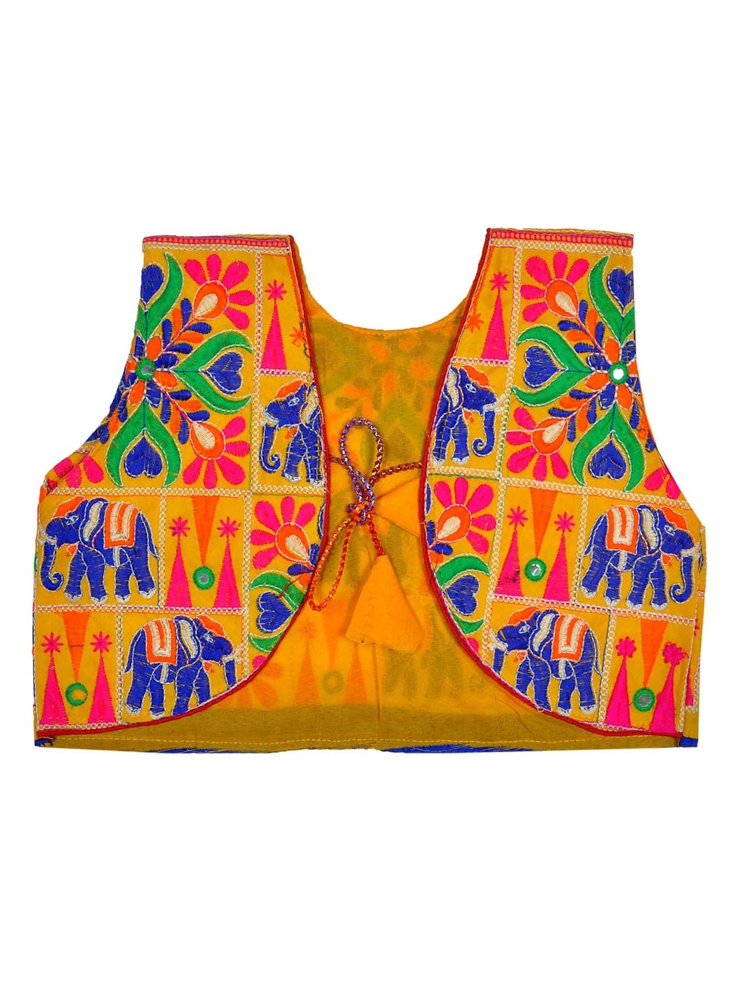 

BANJARA INDIA Girls Yellow & Blue Embroidered Bolero Jacket