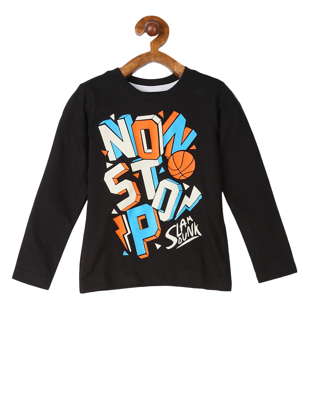 

Cherokee Boys Black Printed Round Neck Pure Cotton T-shirt