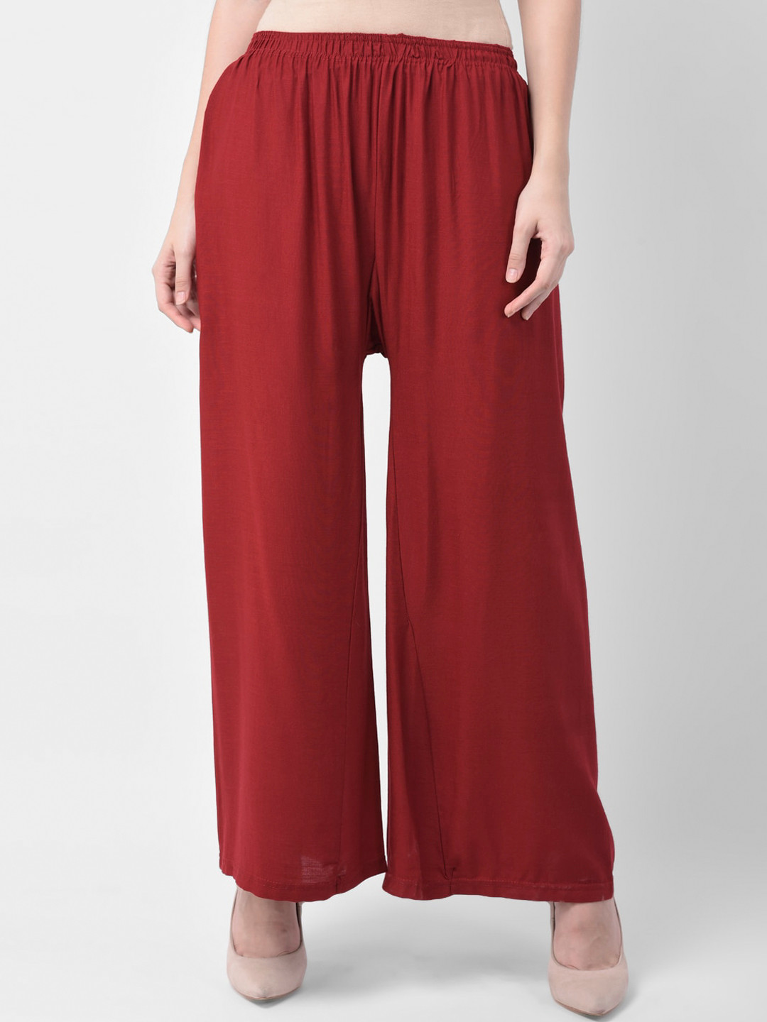 

GRACIT Women Maroon Solid Straight Palazzos