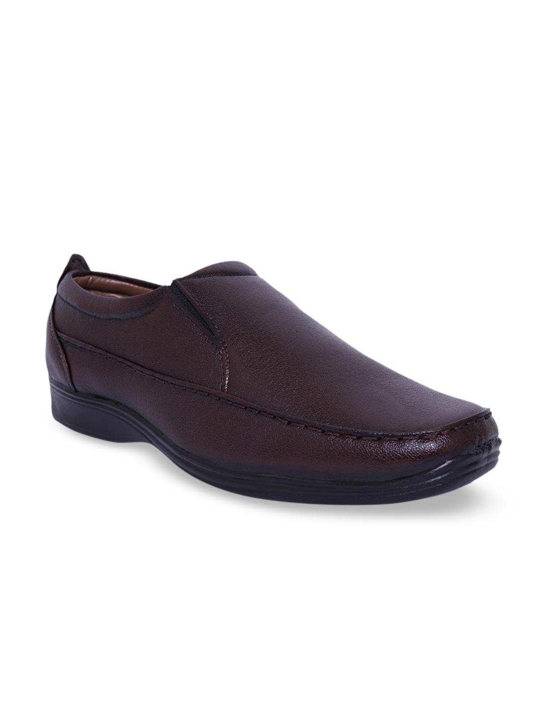 Fashion Victim Men Brown Solid Formal Slip-Ons