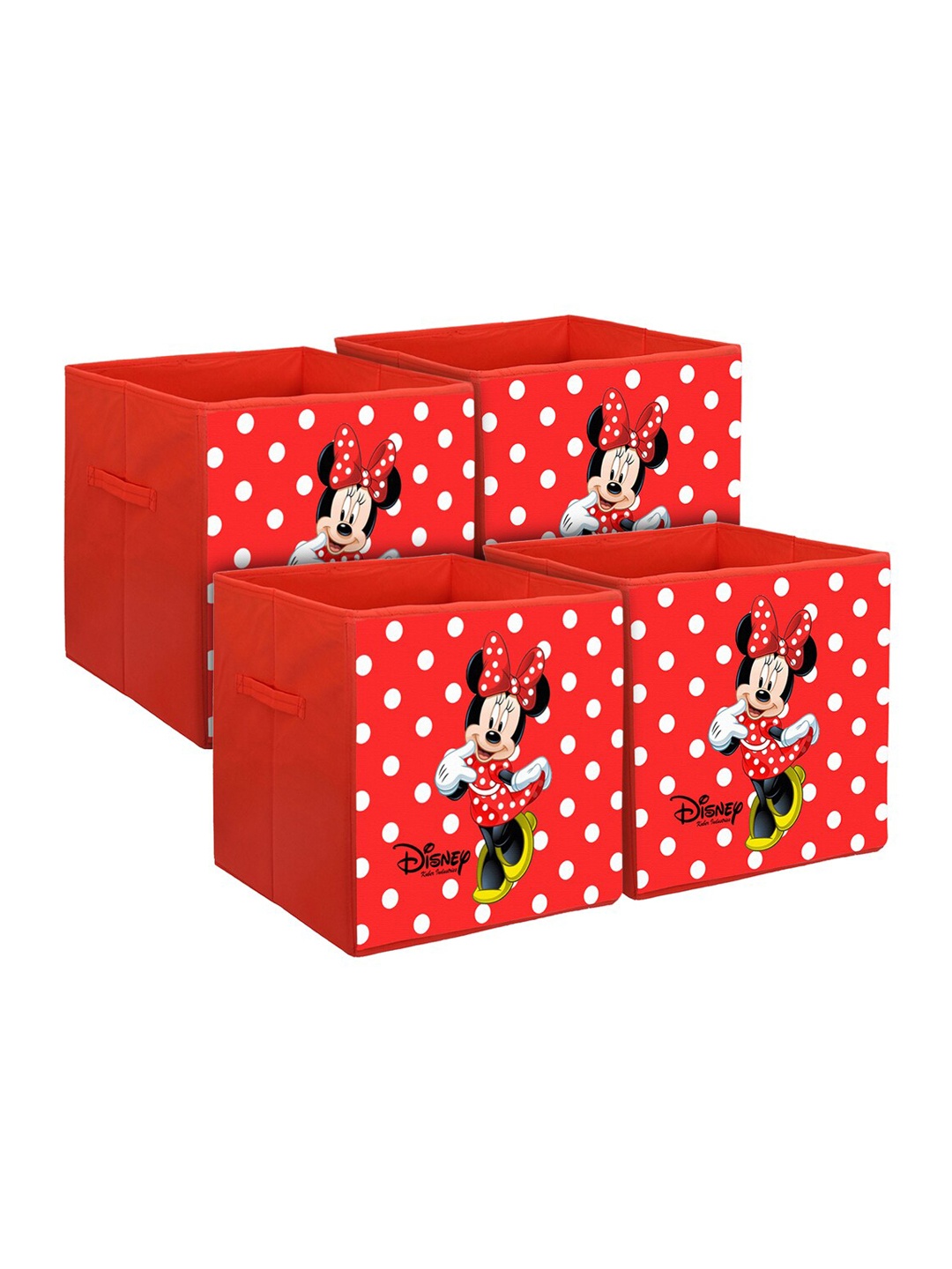 

Kuber Industries Set Of 4 Red Printed Multi-Utility Foldable Storage Boxes