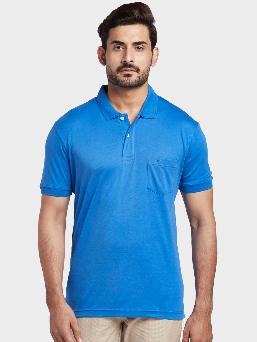 

ColorPlus Men Blue Solid Polo Collar T-shirt