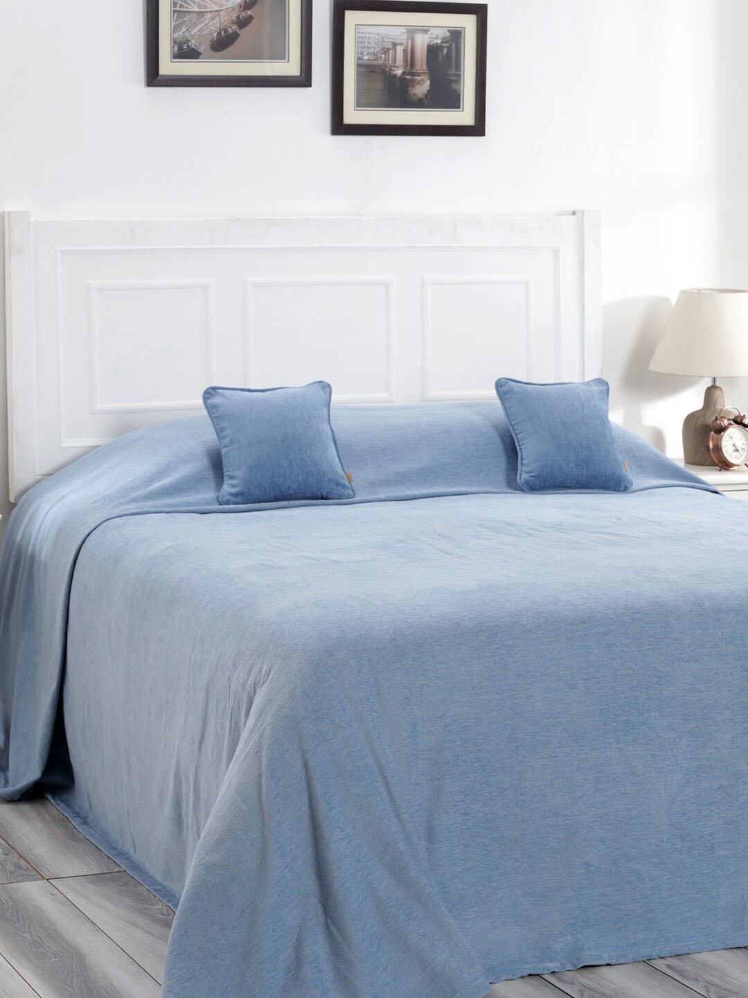 

MASPAR Blue Solid Jessica 310 GSM Double Bed Cover