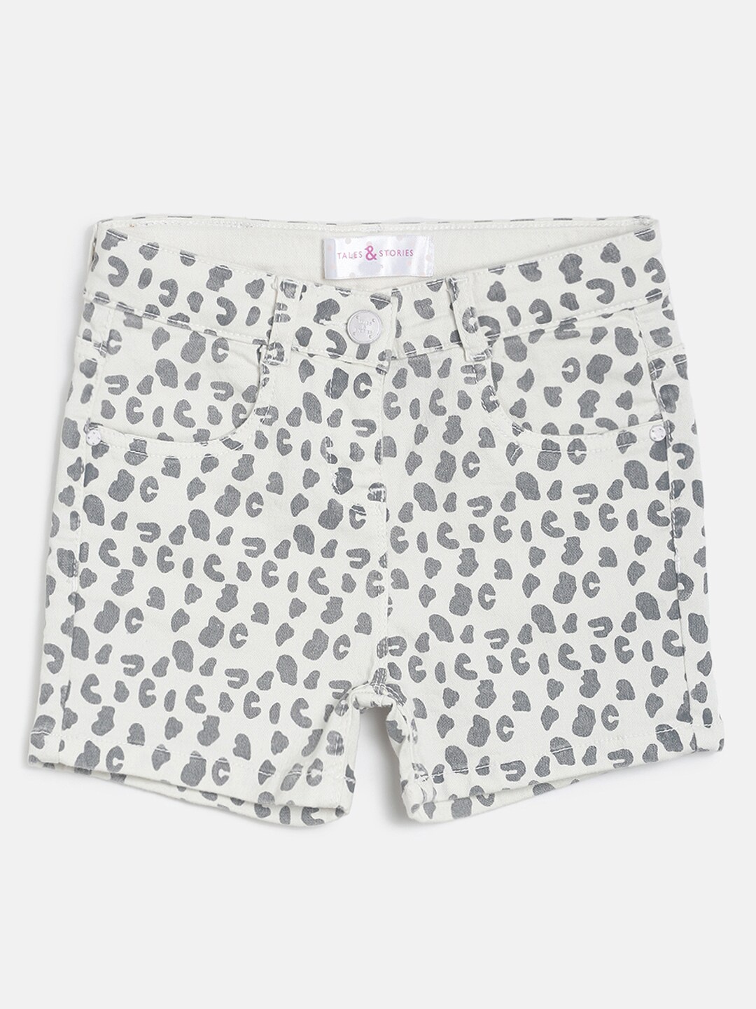 

TALES & STORIES Girls Grey Printed Regular Fit Regular Shorts