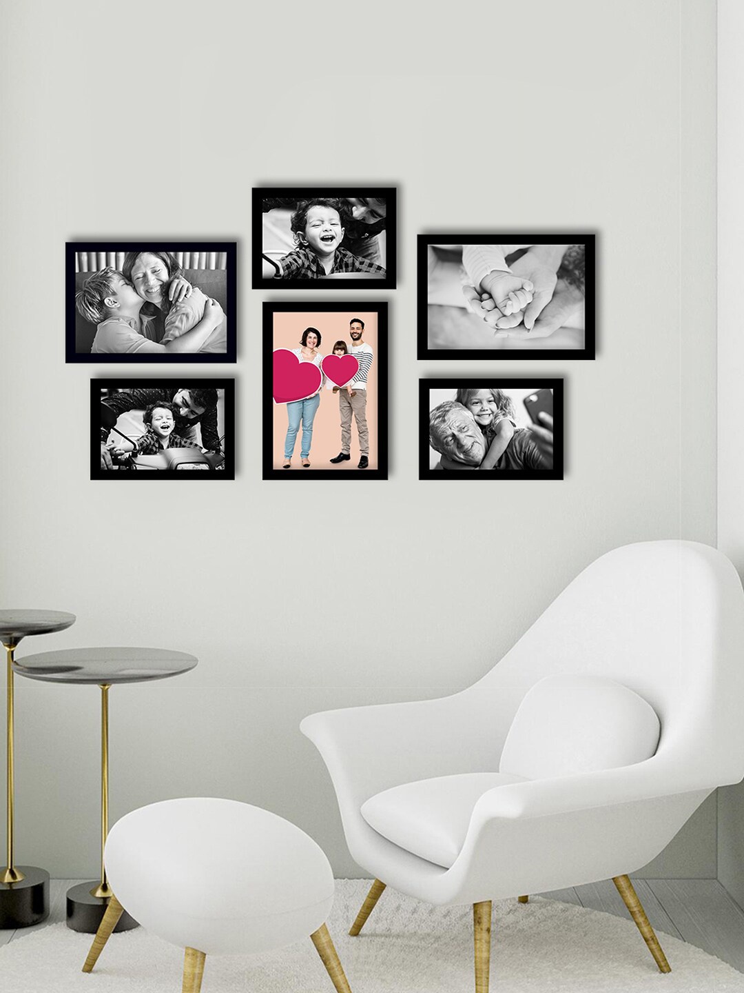 eCraftIndia Set Of 6 Black Solid Memory Wall Collage Photo Frames